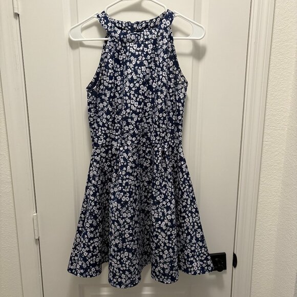 Copper Key Fit & Flare Bare Shoulder Dress Size Small Navy/White EUC - Picture 2 of 6